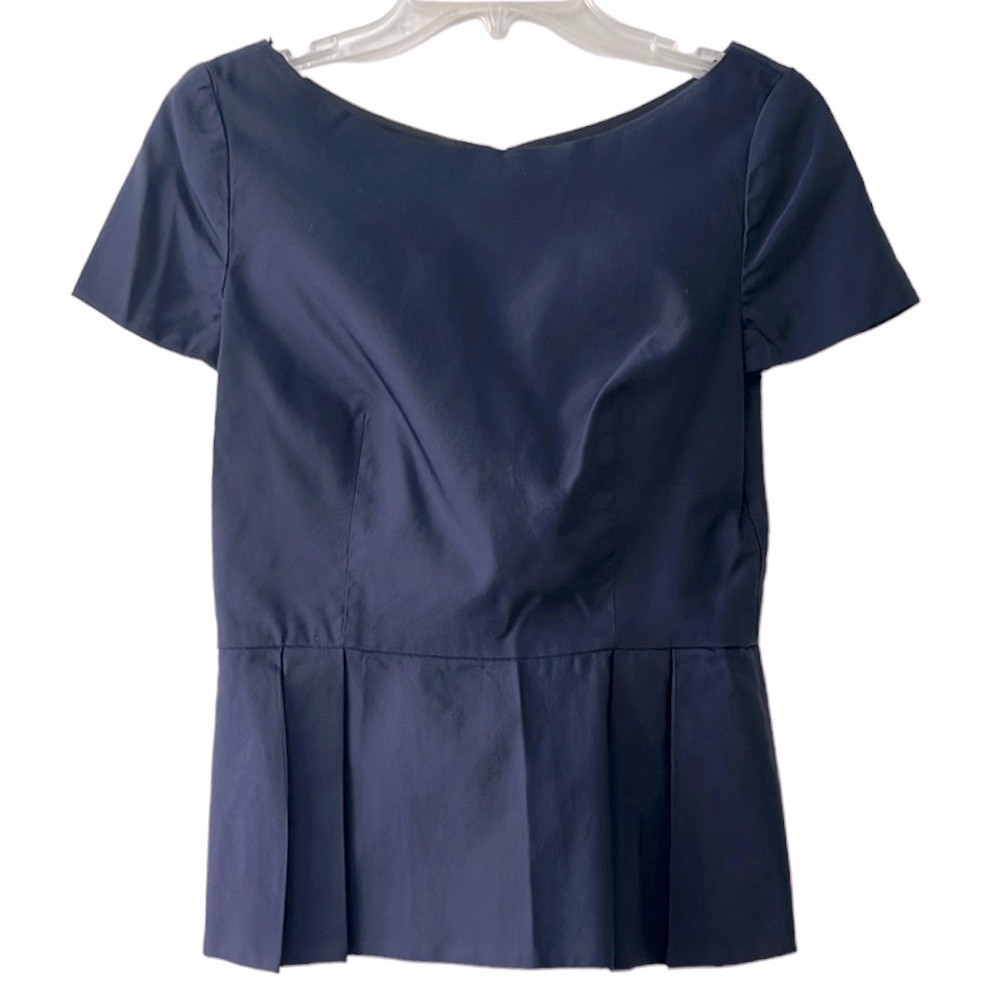 Prada Short Sleeve Peplum Top, Navy, EU 42/US 6 - Picture 3 of 10